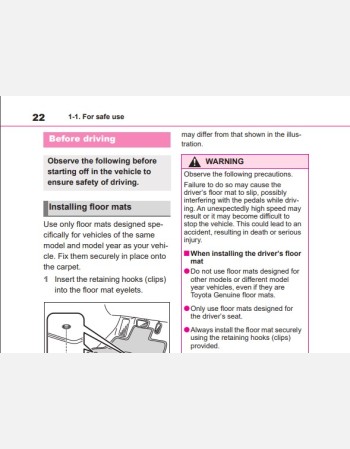 toyota kluger 2021-2022 owners manual rhd